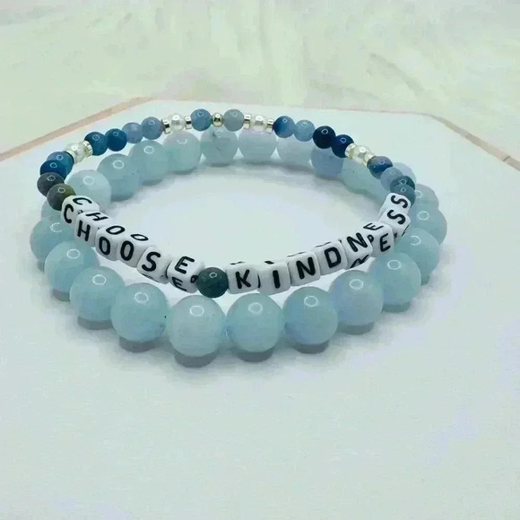 COPY - Choose Kindness Sky Blue Beaded Bracelet Duo - Picture 6 of 7